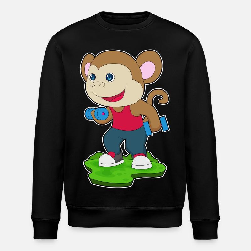 Culturiste Singe Haltères Culturisme - Sweat bio ROLLER Stanley/Stella Unisexe - noir