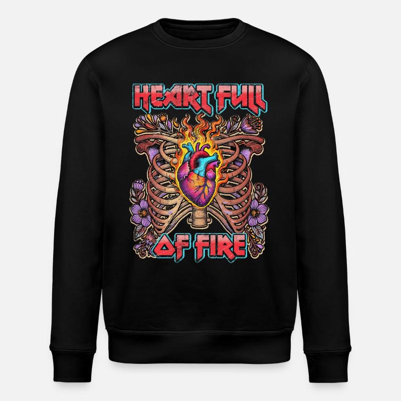 Cœur plein de feu - Sweat bio ROLLER Stanley/Stella Unisexe - noir