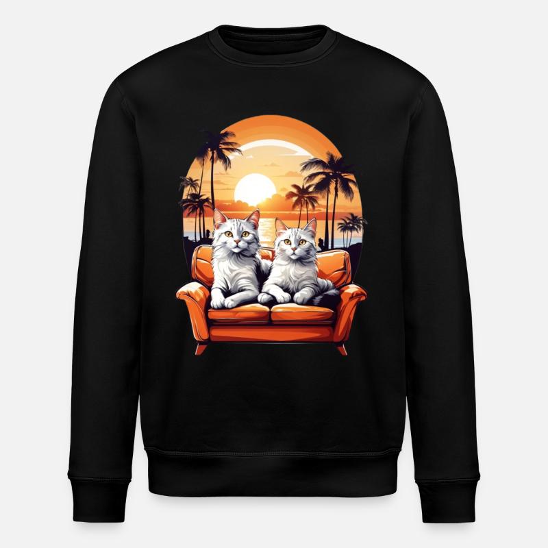 Katzen am Meer - Stanley/Stella Unisex Bio-Sweatshirt ROLLER - Schwarz
