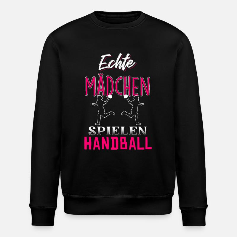 Echte Mädchen spielen Handball - Stanley/Stella Unisex Bio-Sweatshirt ROLLER - Schwarz