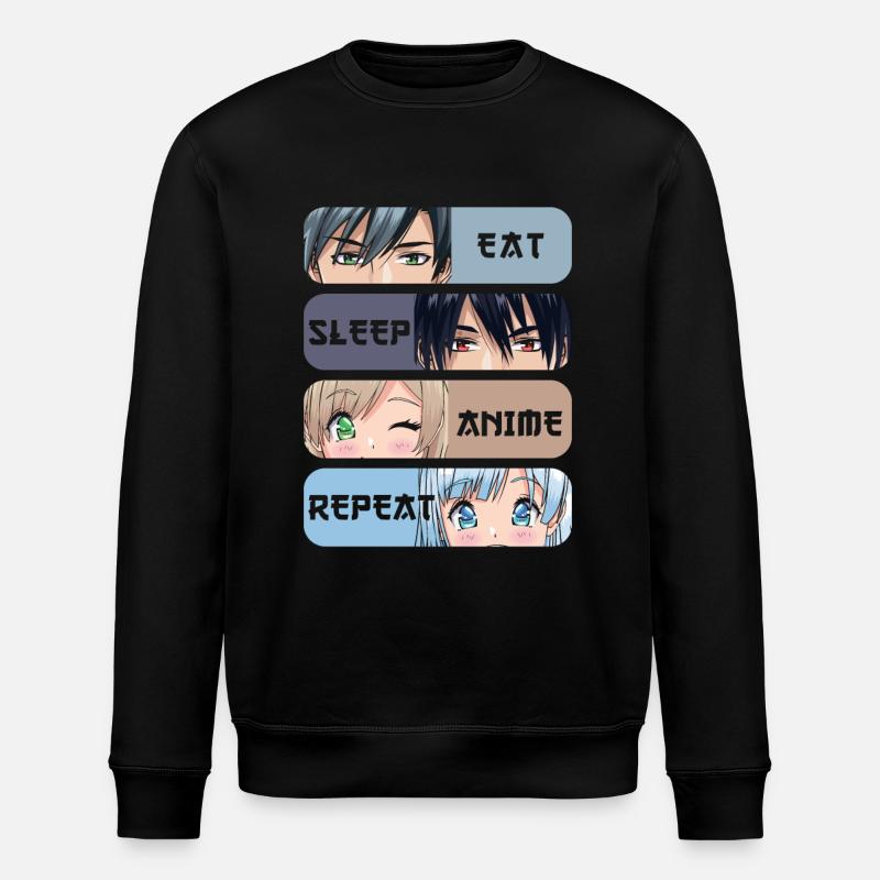 Eat Sleep Anime Repeat - Stanley/Stella ROLLER Unisex Organic Sweatshirt - black