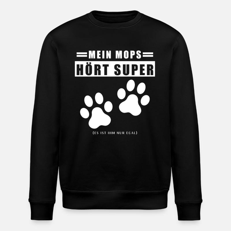 Mops Leben - Stanley/Stella Unisex Bio-Sweatshirt ROLLER - Schwarz