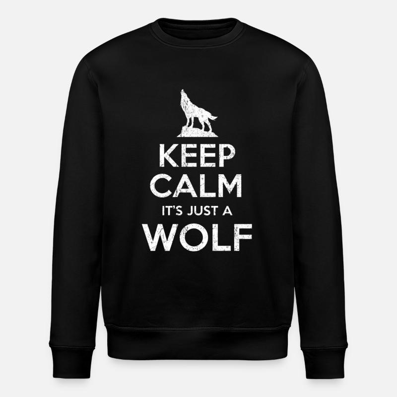 Wolf saying Keep calm Wolf - Stanley/Stella ROLLER Unisex Organic Sweatshirt - black