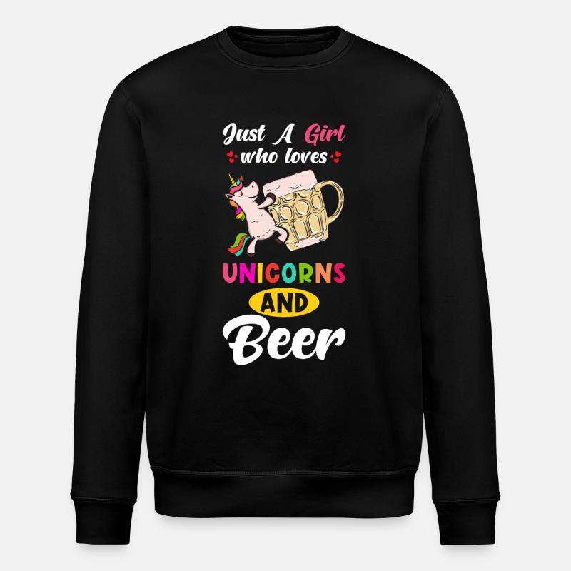 Bier und Einhorn Spruch - Stanley/Stella Unisex Bio-Sweatshirt ROLLER - Schwarz