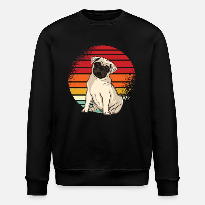 Mops Retro - Stanley/Stella Unisex Bio-Sweatshirt ROLLER - Schwarz
