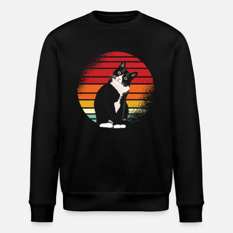 Black Cat Retro - Stanley/Stella ROLLER Unisex Organic Sweatshirt - black