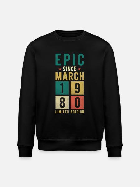 Birthday March 1980 - Stanley/Stella ROLLER Unisex Organic Sweatshirt - black