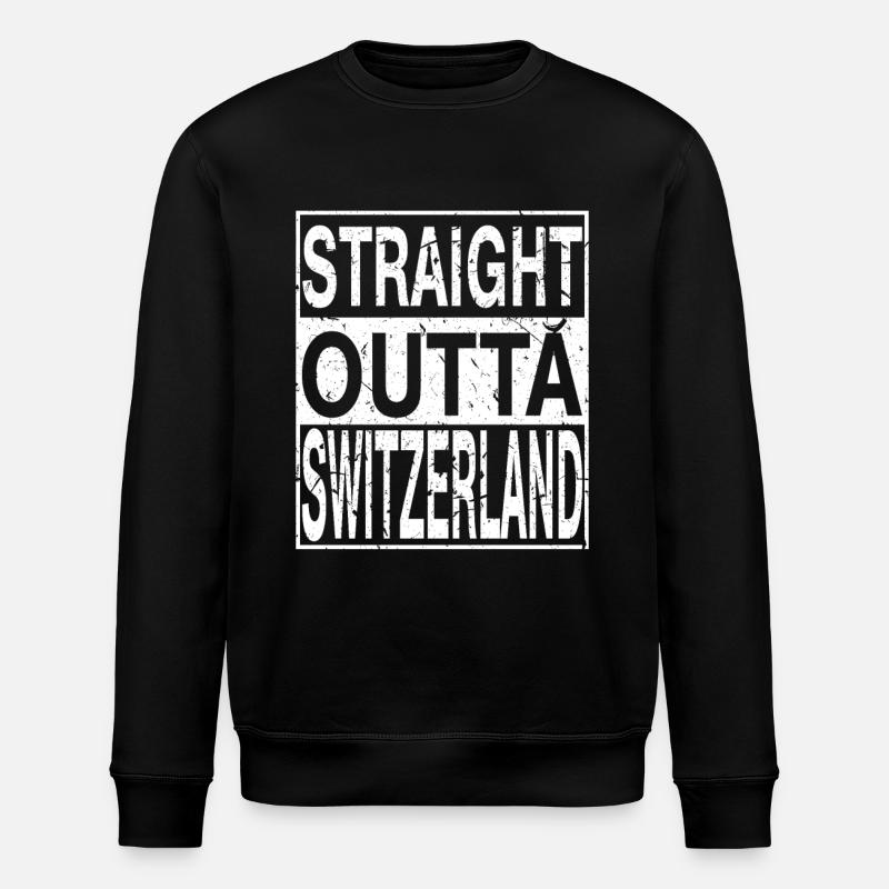 Schweiz Straight outta Schweiz - Stanley/Stella Unisex Bio-Sweatshirt ROLLER - Schwarz