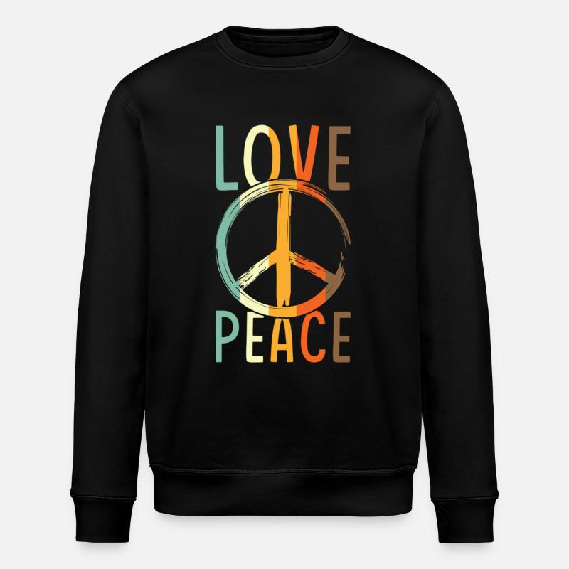 Love Peace Friedenszeichen - Stanley/Stella Unisex Bio-Sweatshirt ROLLER - Schwarz