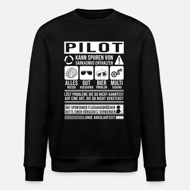 Pilot Spruch lustig - Stanley/Stella Unisex Bio-Sweatshirt ROLLER - Schwarz