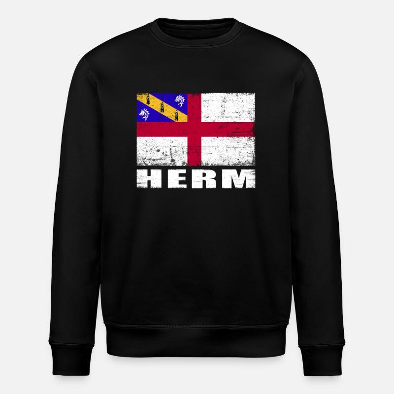 Herm Flag Grunge Herm Flag - Stanley/Stella ROLLER Unisex Organic Sweatshirt - black
