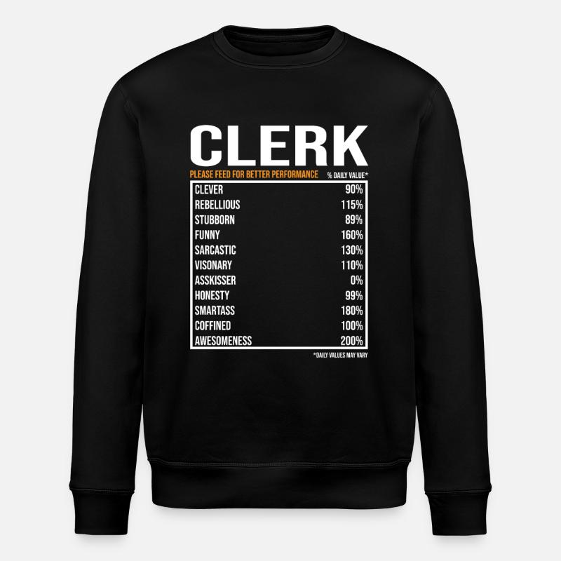Commis Employé Bureau Fonctionnaire - Sweat bio ROLLER Stanley/Stella Unisexe - noir