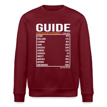 Guide Tourguide Spruch - Stanley/Stella Unisex Bio-Sweatshirt ROLLER - Burgunderrot - Vorne - Nik (191cm)