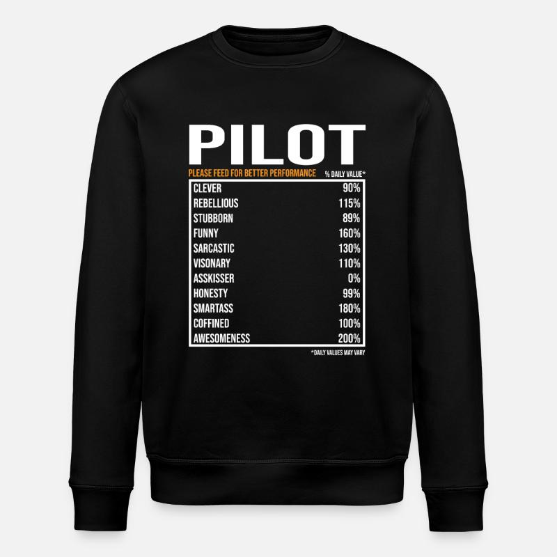 Pilot Daily Values Funny Pilot - Stanley/Stella ROLLER Unisex Organic Sweatshirt - black