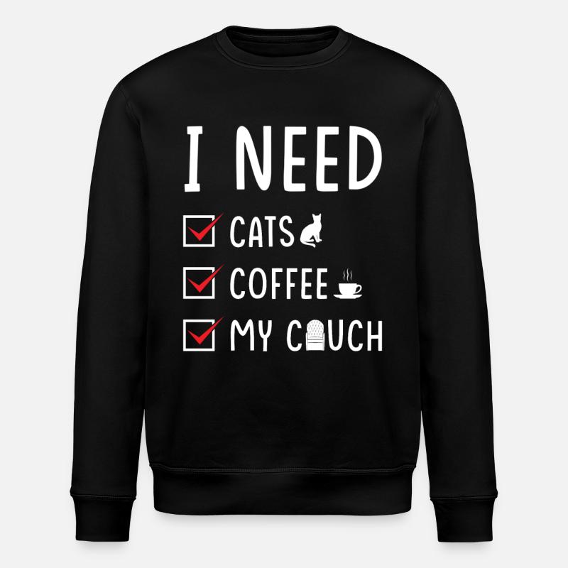 katzen Kaffee Couch - Stanley/Stella Unisex Bio-Sweatshirt ROLLER - Schwarz