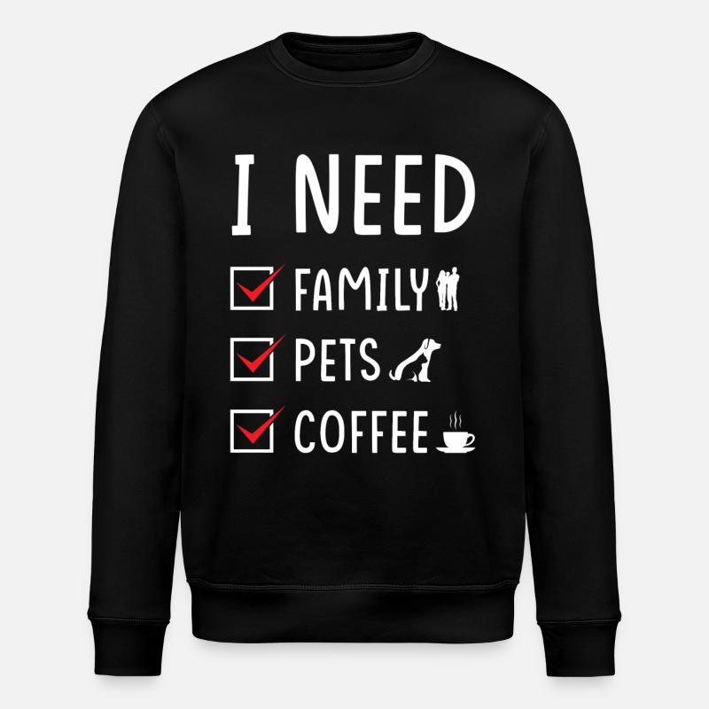 Familie Tiere Kaffee - Stanley/Stella Unisex Bio-Sweatshirt ROLLER - Schwarz