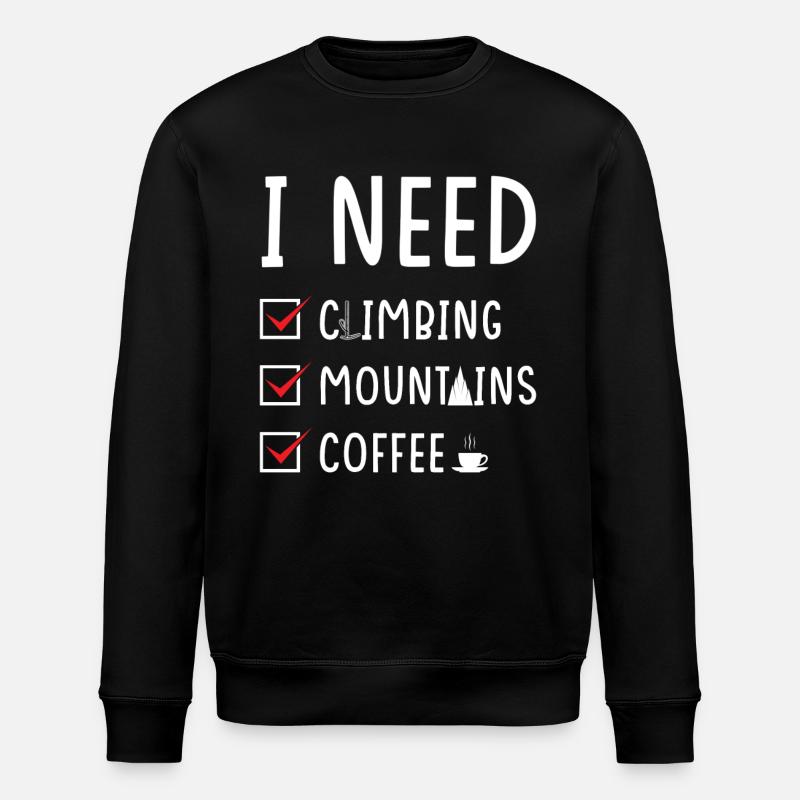 Climbing Mountains Coffee - Stanley/Stella ROLLER Unisex Organic Sweatshirt - black