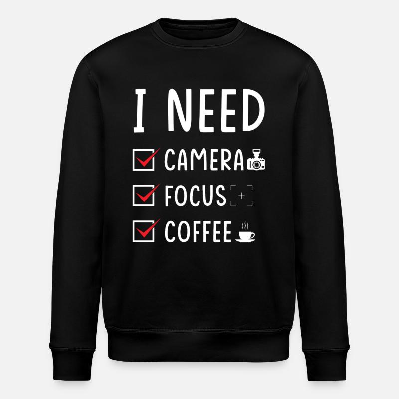 Photographer Camera Focus Coffee - Stanley/Stella ROLLER Unisex Organic Sweatshirt - black