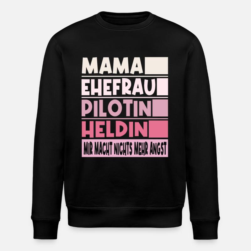 Pilotin Mama Ehefrau Heldin - Stanley/Stella Unisex Bio-Sweatshirt ROLLER - Schwarz