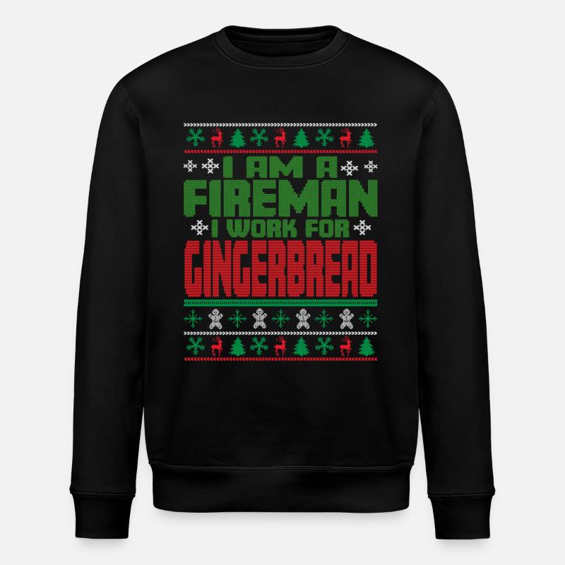 Fireman Christmas Saying - Stanley/Stella ROLLER Unisex Organic Sweatshirt - black
