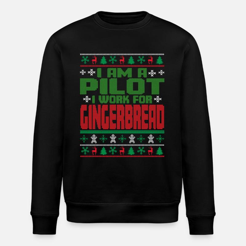 Pilot Christmas Quote - Stanley/Stella ROLLER Unisex Organic Sweatshirt - black