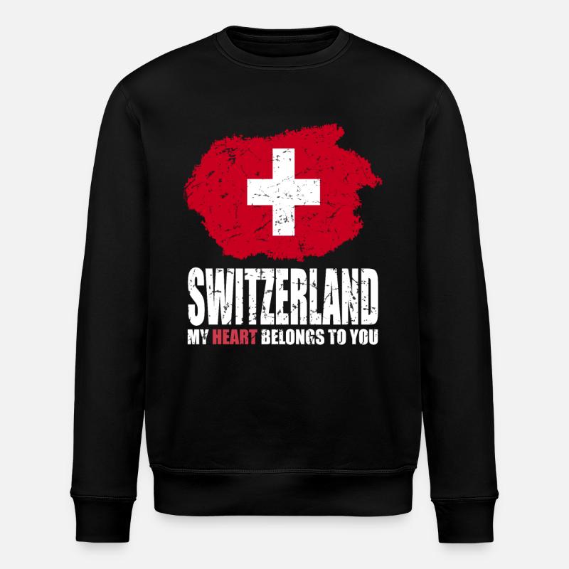 Schweiz Fahne - Stanley/Stella Unisex Bio-Sweatshirt ROLLER - Schwarz
