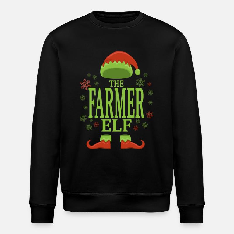 Farmer Christmas Elf - Stanley/Stella ROLLER Unisex Organic Sweatshirt - black