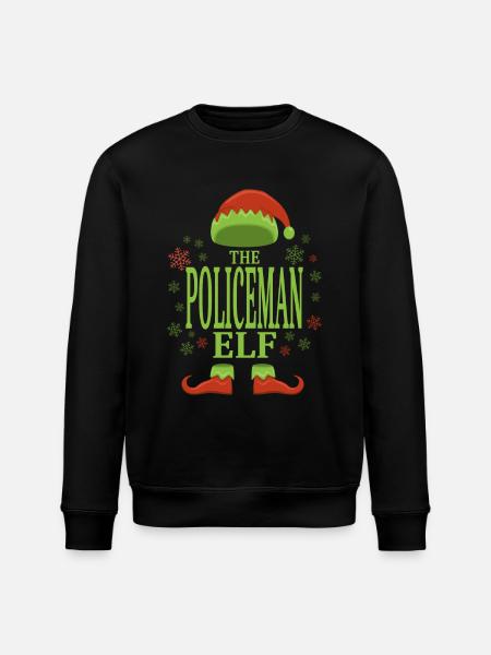 Policeman Christmas Elf - Stanley/Stella ROLLER Unisex Organic Sweatshirt - black