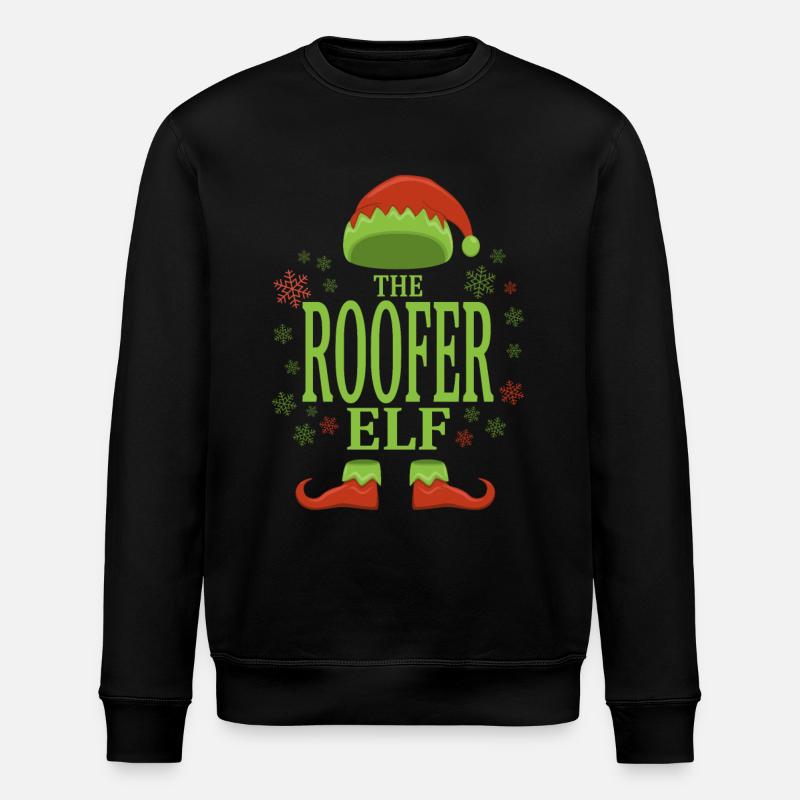 Roofer Christmas Elf - Stanley/Stella ROLLER Unisex Organic Sweatshirt - black