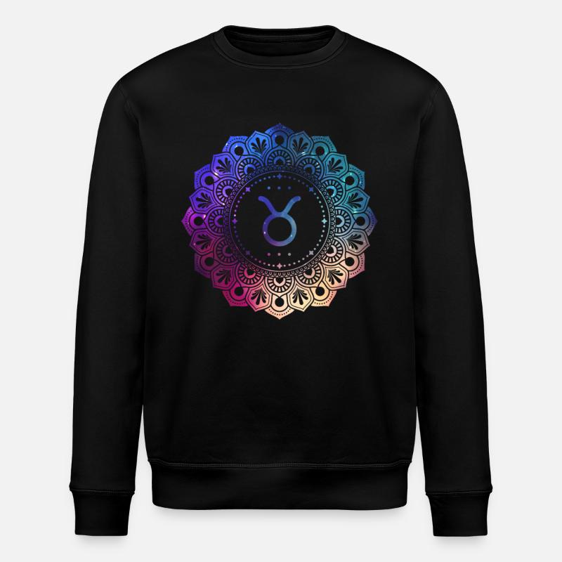 Taurus Zodiac Symbol Mandala - Stanley/Stella ROLLER Unisex Organic Sweatshirt - black