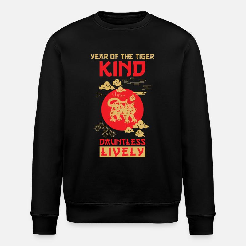 Tiger Chinesisches Tierkreiszeichen - Stanley/Stella Unisex Bio-Sweatshirt ROLLER - Schwarz