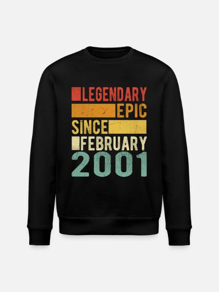 Birthday February 2001 Legendary Epic - Stanley/Stella ROLLER Unisex Organic Sweatshirt - black