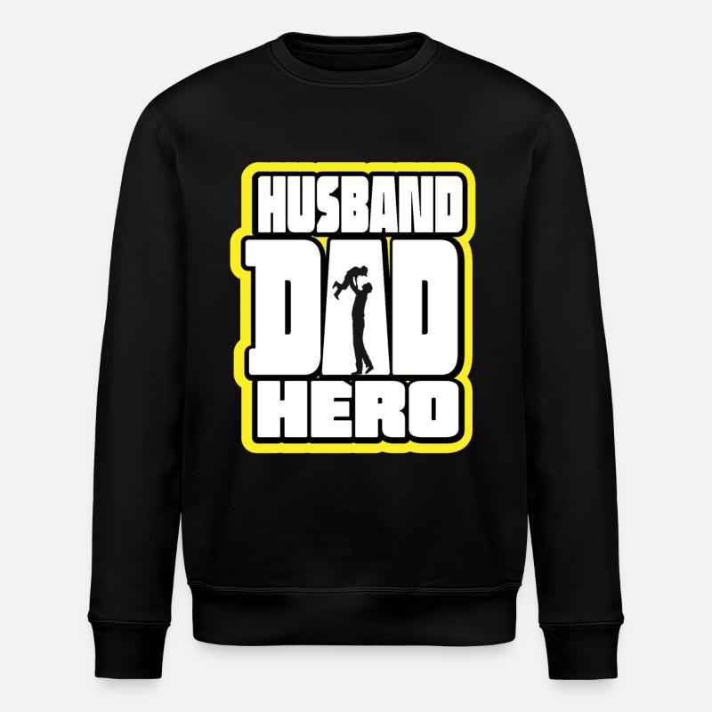 Husband Daddy Hero Retro - Stanley/Stella ROLLER Unisex Organic Sweatshirt - black