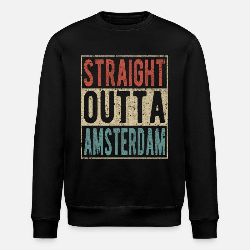 Straight Outta Amsterdam - Stanley/Stella ROLLER Unisex Organic Sweatshirt - black