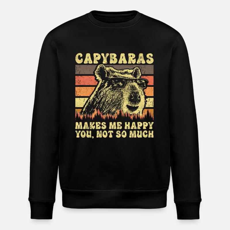 Capybara Retro Saying - Stanley/Stella ROLLER Unisex Organic Sweatshirt - black