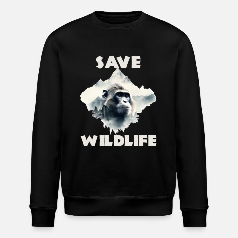 Sauver la faune chimpanzé - Sweat bio ROLLER Stanley/Stella Unisexe - noir