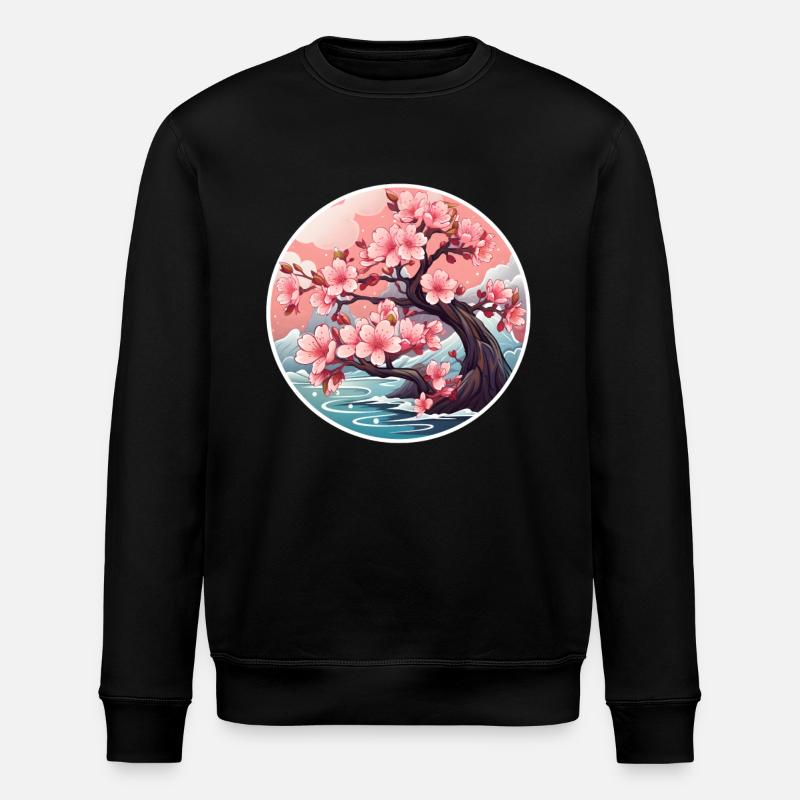 Cerisier en fleurs - Sweat bio ROLLER Stanley/Stella Unisexe - noir