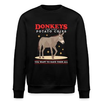 Esel Eselbesitzer Eselliebhaber Eselchen Geschenk - Stanley/Stella Unisex Bio-Sweatshirt ROLLER - Schwarz - Vorne - Nik (191cm)