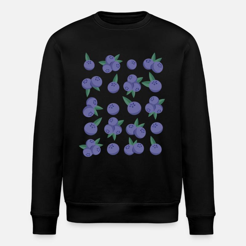 Blaubeeren Beeren Frucht Muster - Stanley/Stella Unisex Bio-Sweatshirt ROLLER - Schwarz