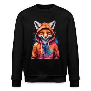 Fuchs Hoodie Bunt Lustig Tier Design Print - Stanley/Stella Unisex Bio-Sweatshirt ROLLER - Schwarz - Vorne - Nik (191cm)