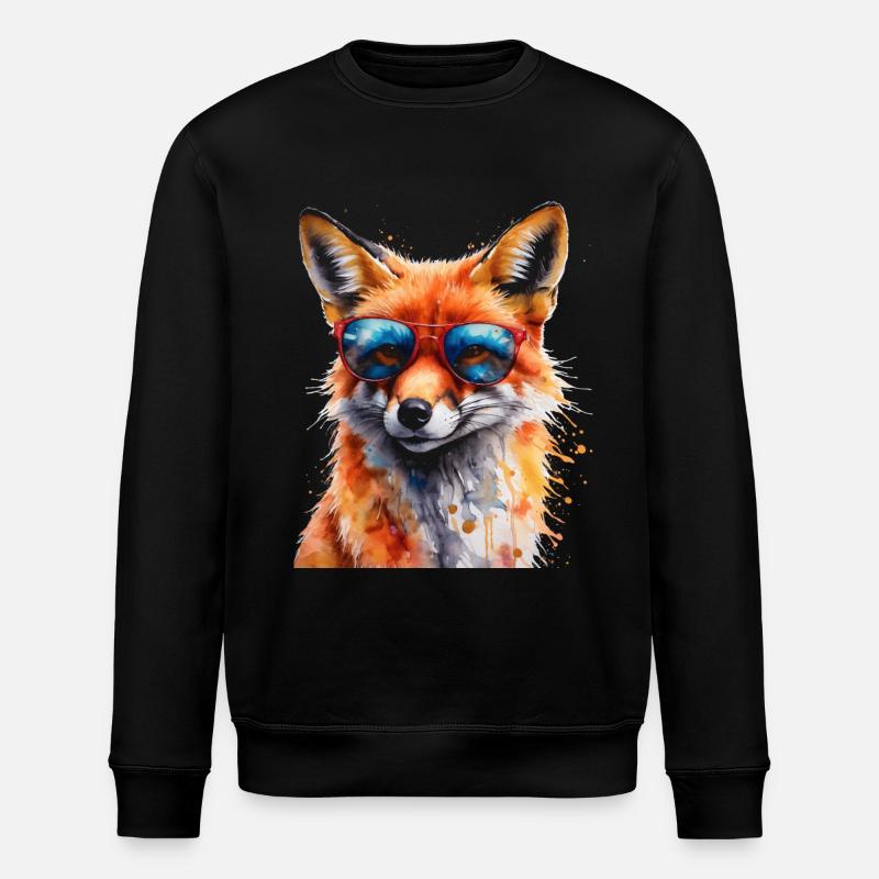 Fuchs Sonnenbrille Bunt Tier Design Print - Stanley/Stella Unisex Bio-Sweatshirt ROLLER - Schwarz