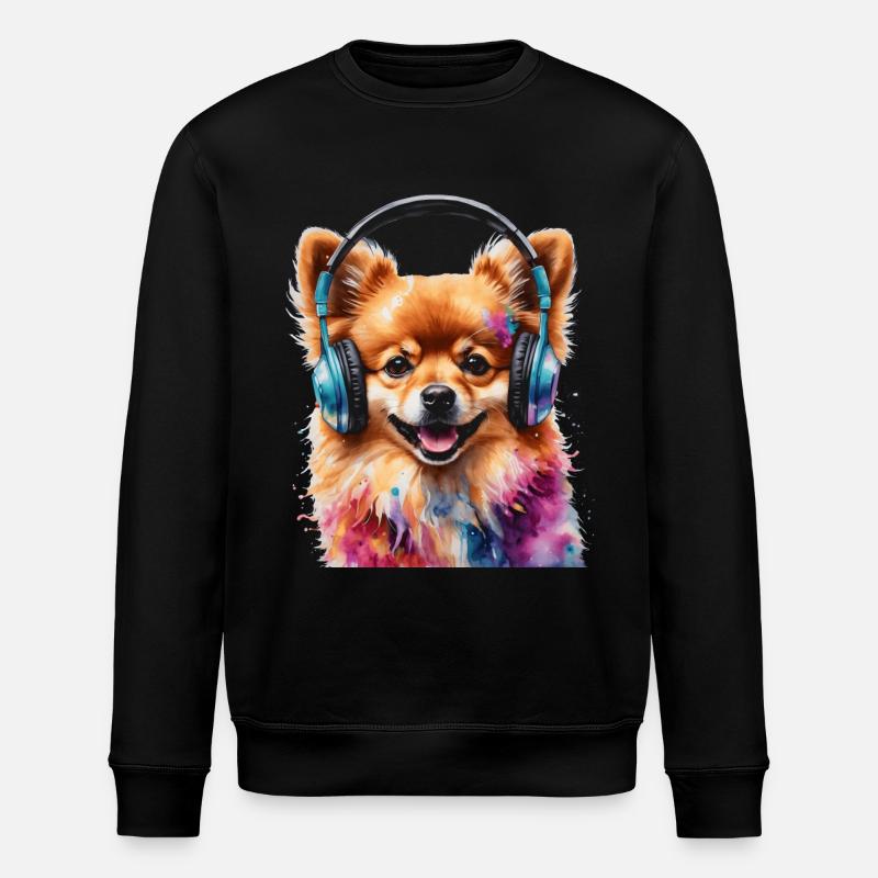 Casque de Poméranie Chien Imprimer - Sweat bio ROLLER Stanley/Stella Unisexe - noir