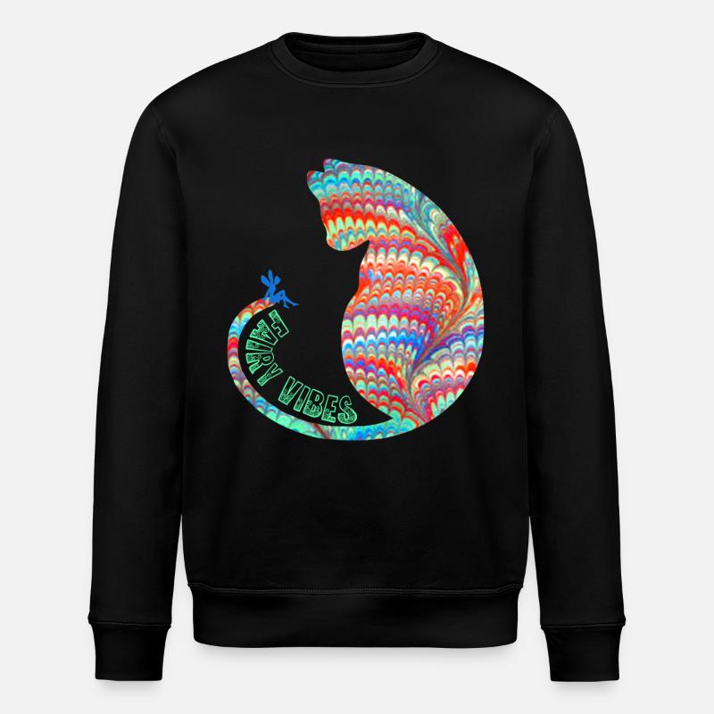 Cat with fairy E 72 - Stanley/Stella ROLLER Unisex Organic Sweatshirt - black