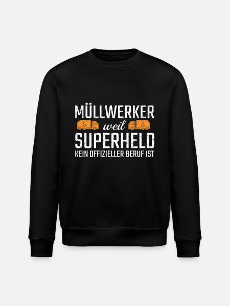 Garbage Worker Superhero - Stanley/Stella ROLLER Unisex Organic Sweatshirt - black