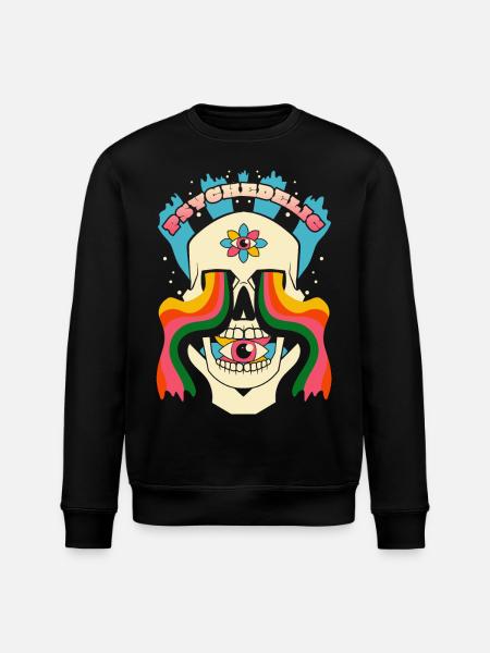 Psychedelic Skull Psychedelic Graphic - Stanley/Stella ROLLER Unisex Organic Sweatshirt - black
