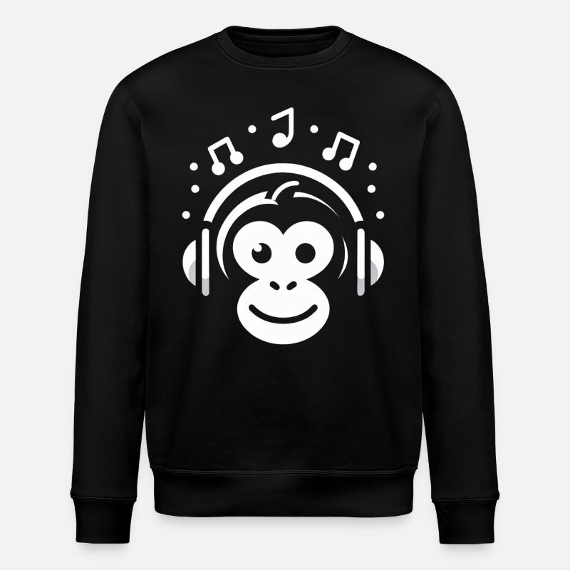 Joyful Monkey Tune - Stanley/Stella ROLLER Unisex Organic Sweatshirt - black