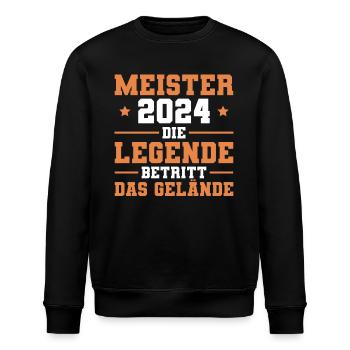 Meister 2024 Meisterprüfung bestandene Fortbildung - Stanley/Stella Unisex Bio-Sweatshirt ROLLER - Schwarz - Vorne - Nik (191cm)