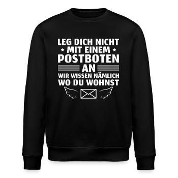 Post Wir wissen wo du wohnst Postbote - Stanley/Stella Unisex Bio-Sweatshirt ROLLER - Schwarz - Vorne - Nik (191cm)