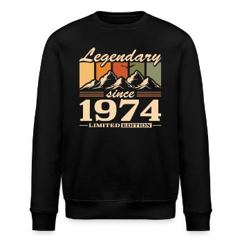Berge Jahrgang 1974 geboren Geburtstag - Stanley/Stella Unisex Bio-Sweatshirt ROLLER - Schwarz - Vorne - Nik (191cm)