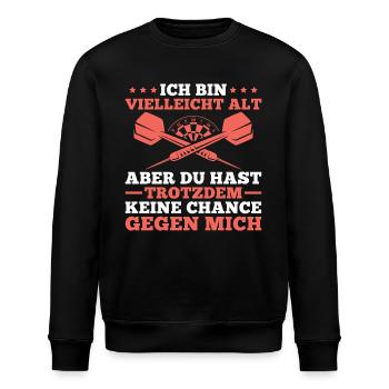 Dart Spieler Ich bin vielleicht alt - Stanley/Stella Unisex Bio-Sweatshirt ROLLER - Schwarz - Vorne - Nik (191cm)